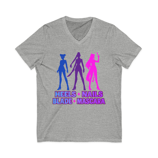 Heels Nails Blade Mascara Unisex V-Neck Tee - Fandom-Made
