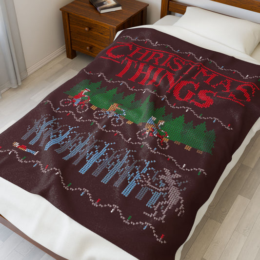 Christmas Things Velveteen Plush Blanket