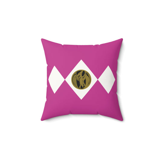 Pink Ranger Faux Suede Square Pillow