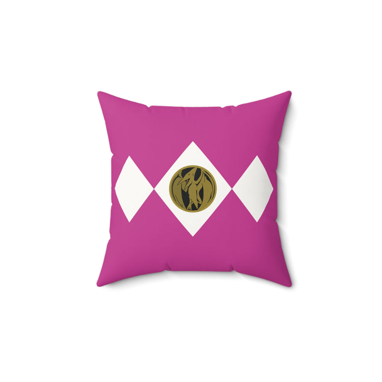 Pink Ranger Faux Suede Square Pillow