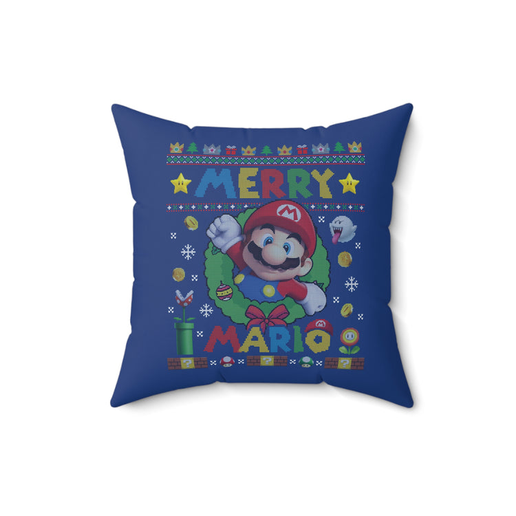Merry Mario Faux Suede Square Pillow