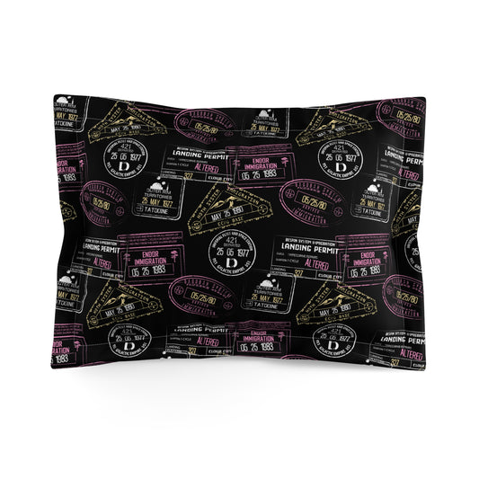Galaxy Passport Stamps Pillow Sham - Fandom-Made