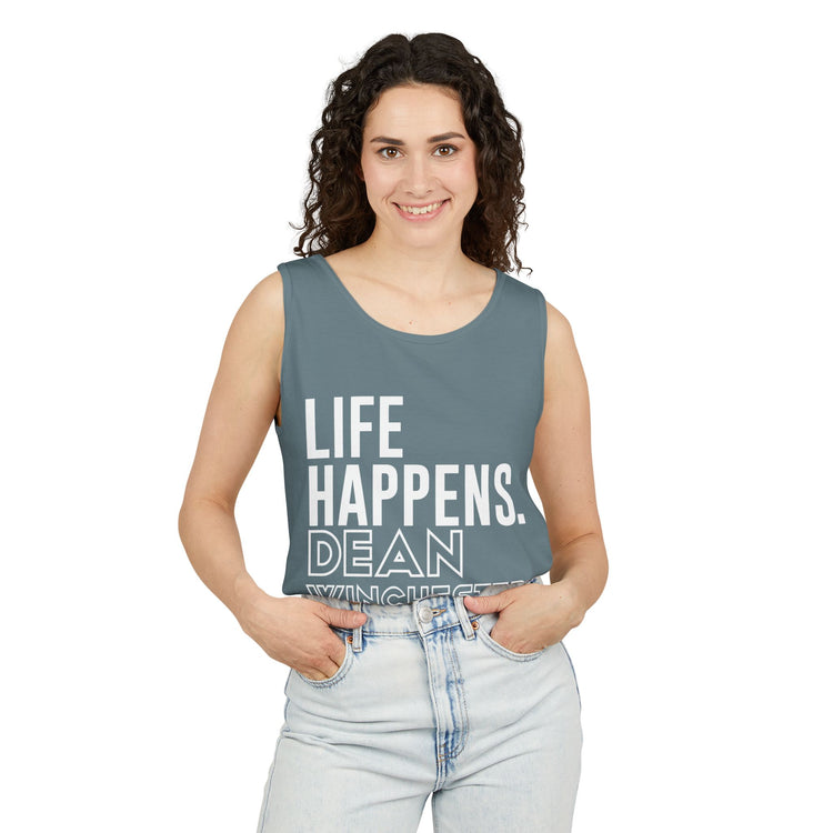 Life Happens Dean Winchester Helps Unisex Tank Top - Fandom-Made