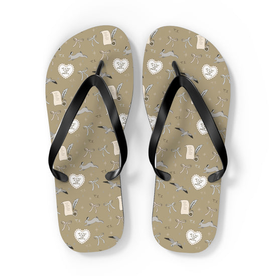 Tortured Poet All-Over Print Flip Flops - Fandom-Made