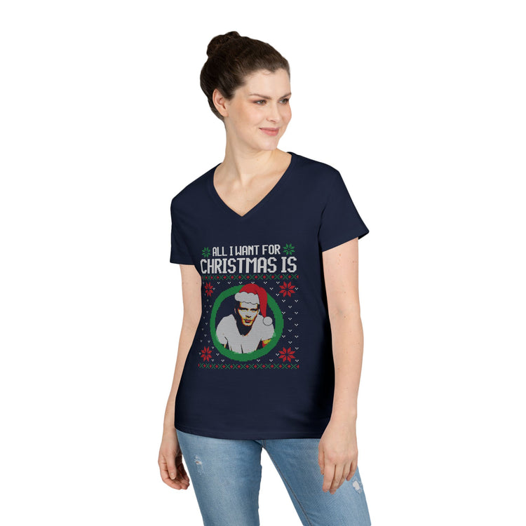 All I Want For Christmas Is JoMo Ladies' V-Neck Tee