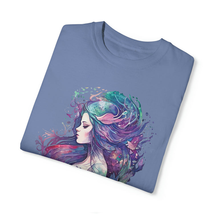 Mermaid Watercolor Unisex Garment-Dyed T-shirt