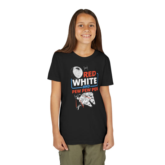 Red White Pew Pew Pew Youth Tee