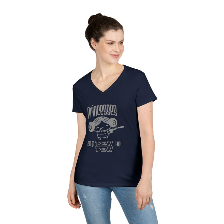 Princesses Go Pew Pew V-Neck Tee - Fandom-Made