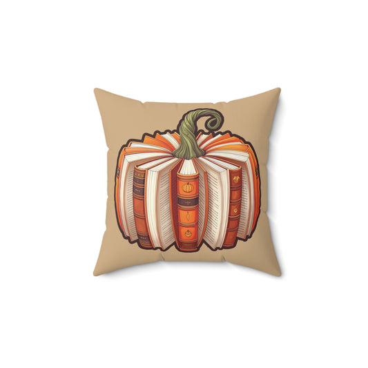 Bookish Pumpkin Faux Suede Square Pillow