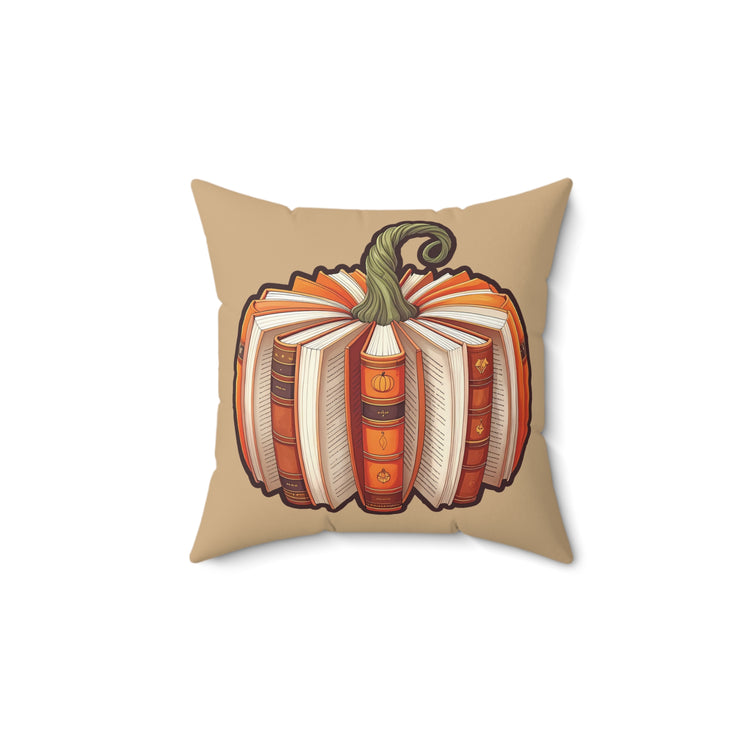 Bookish Pumpkin Faux Suede Square Pillow
