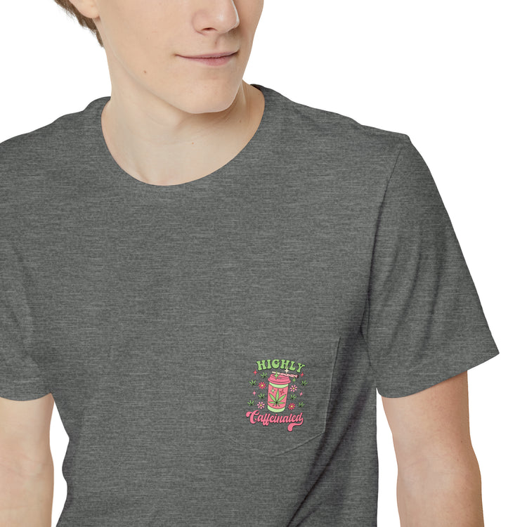 Highly Caffeinated Unisex Pocket T-shirt - Fandom-Made