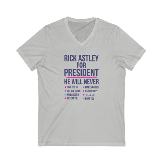 Rick Astley For President V-Neck Tee