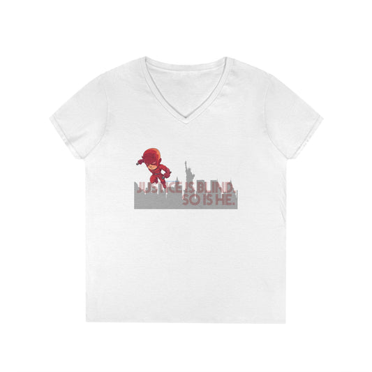 Justice Is Blind Ladies' V-Neck Tee