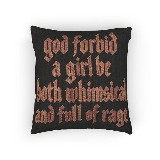 Whimsical Rage Woven Pillow - Fandom-Made