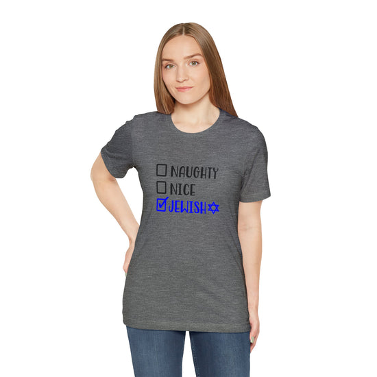 Naughty Nice Jewish Unisex T-Shirt - Fandom-Made