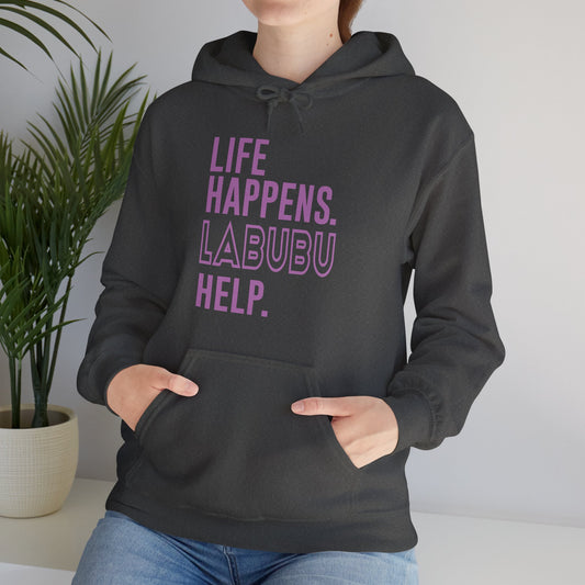Life Happens Labubu Help Hoodie - Fandom-Made
