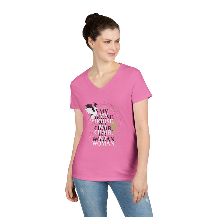 My House My Chair My Woman Ladies' V-Neck Tee
