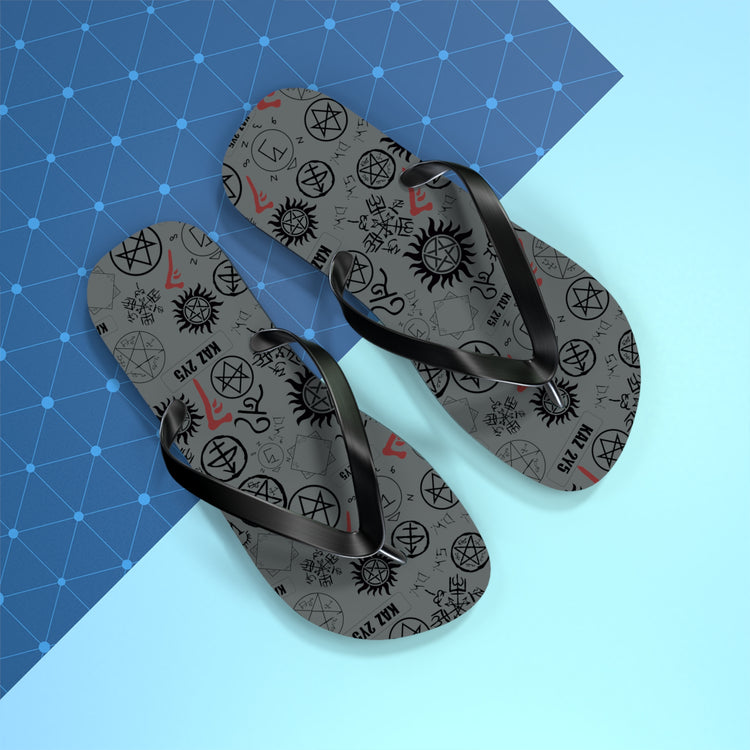 Supernatural Symbols All-Over Print Flip Flops - Fandom-Made