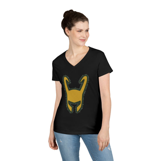 Loki Helmet Ladies' V-Neck Tee - Fandom-Made