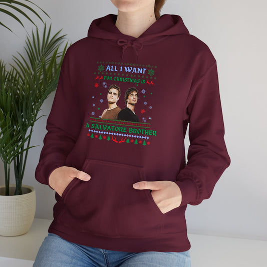 All I Want For Christmas Is a Salvatore Brother Hoodie - Fandom-Made