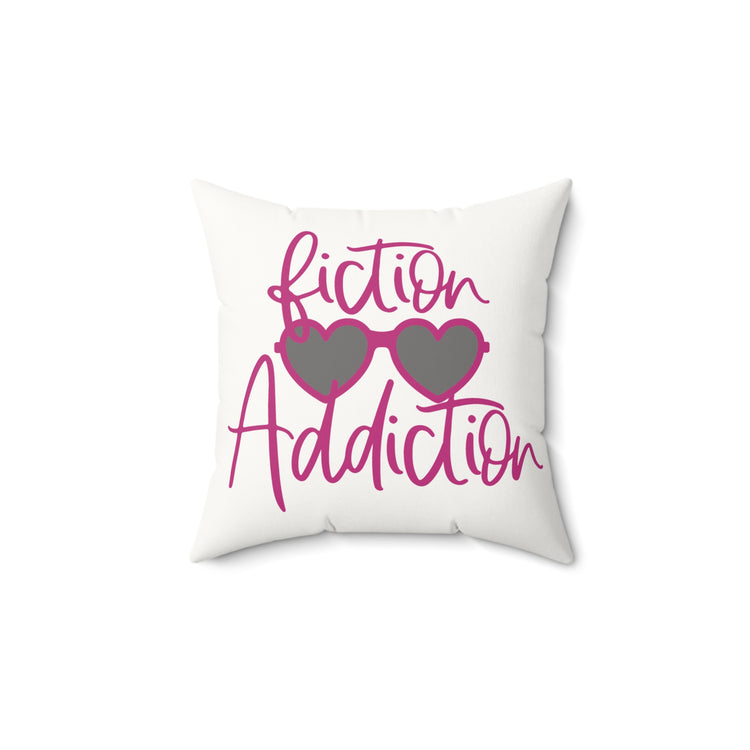 Fiction Addiction Faux Suede Square Pillow