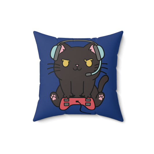 Gamer Cats Faux Suede Square Pillow