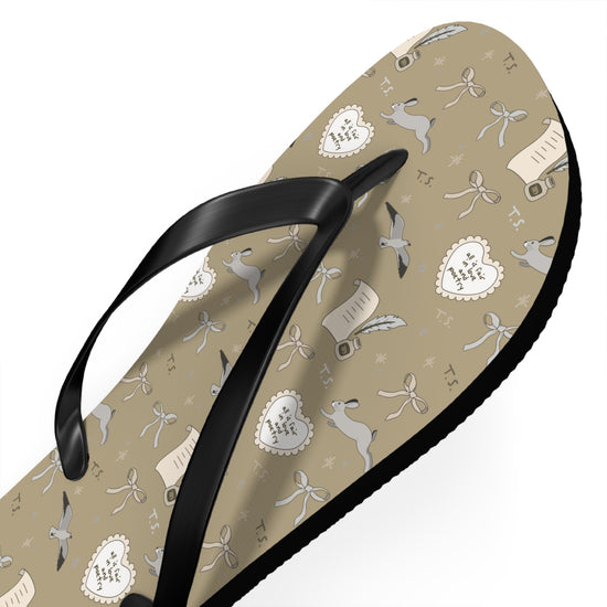 Tortured Poet All-Over Print Flip Flops - Fandom-Made