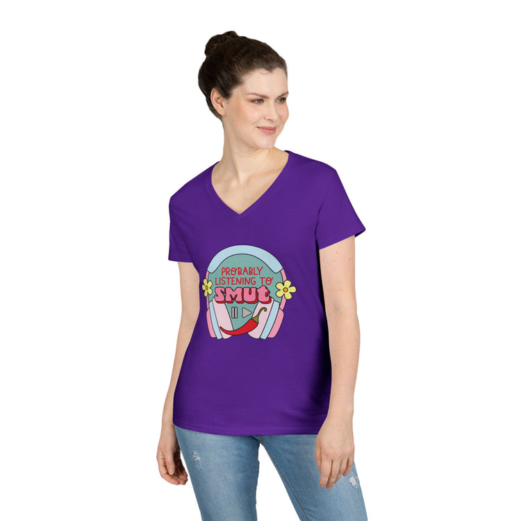 Listening To Smut Ladies' V-Neck Tee