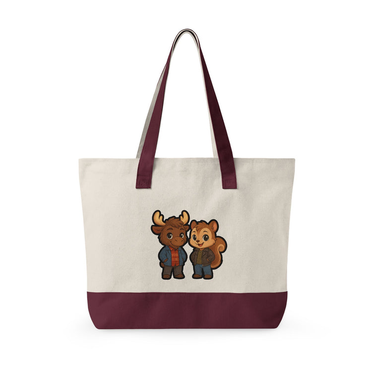 Moose & Squirrel Zippered Canvas Tote