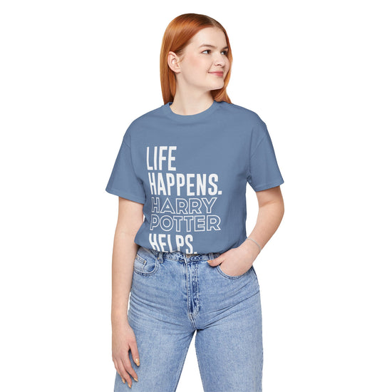 Life Happens Harry Potter Helps T-Shirt - Fandom-Made