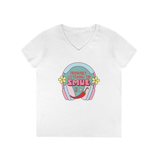 Listening To Smut Ladies' V-Neck Tee