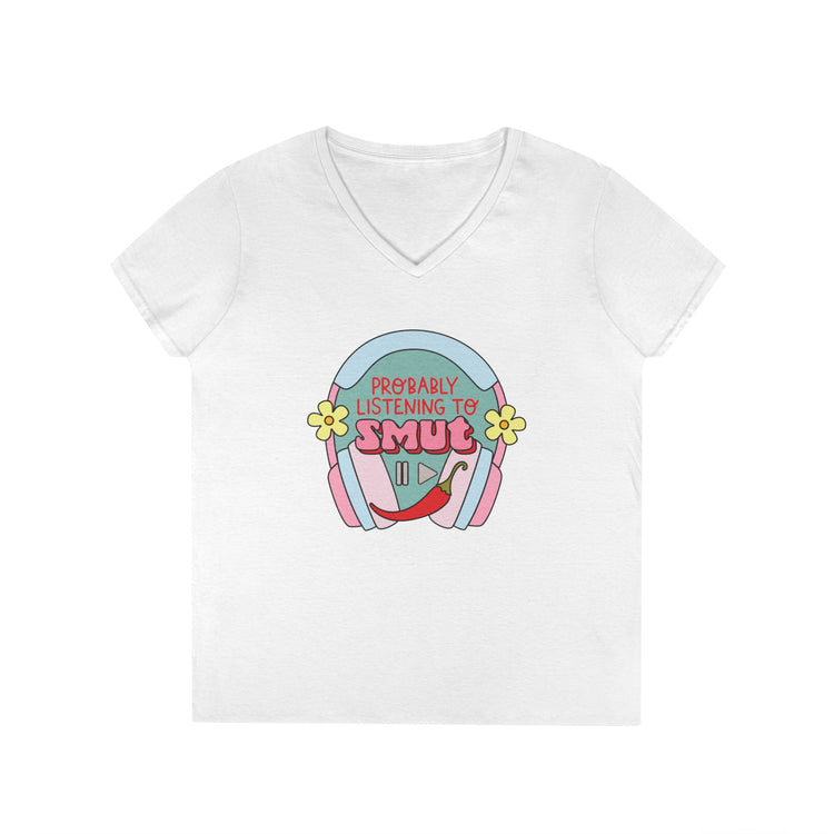 Listening To Smut Ladies' V-Neck Tee