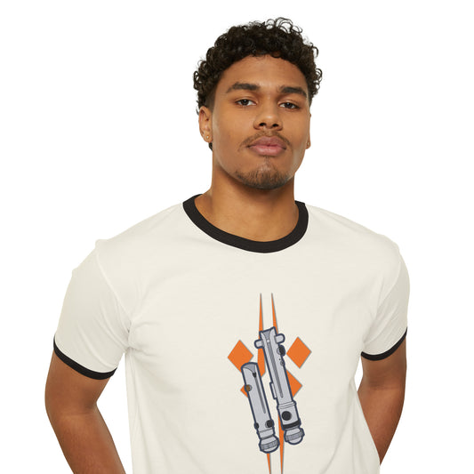Ahsoka Tano Lightsaber Unisex Cotton Ringer T-Shirt - Fandom-Made