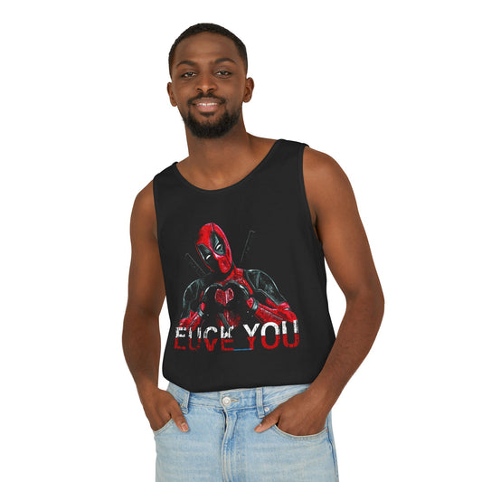 Deadpool Fuck Love Unisex Garment-Dyed Tank Top