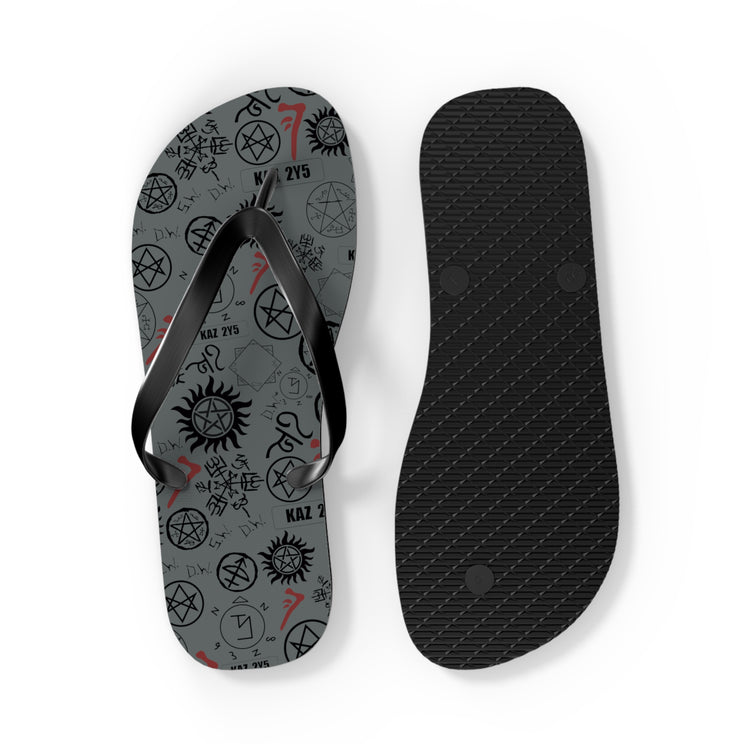 Supernatural Symbols All-Over Print Flip Flops - Fandom-Made