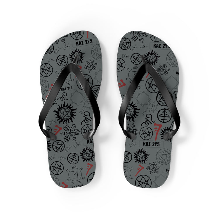 Supernatural Symbols All-Over Print Flip Flops - Fandom-Made