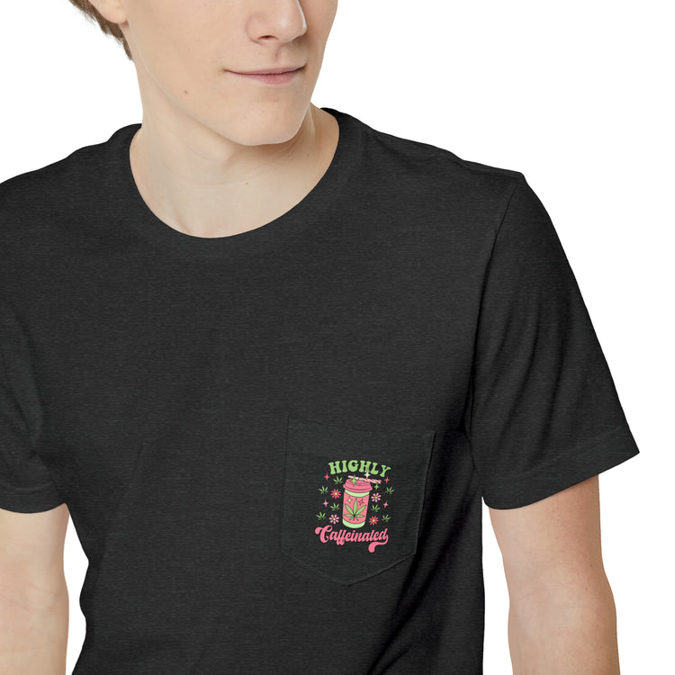 Highly Caffeinated Unisex Pocket T-shirt - Fandom-Made