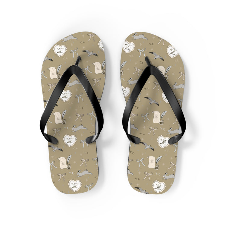 Tortured Poet All-Over Print Flip Flops - Fandom-Made