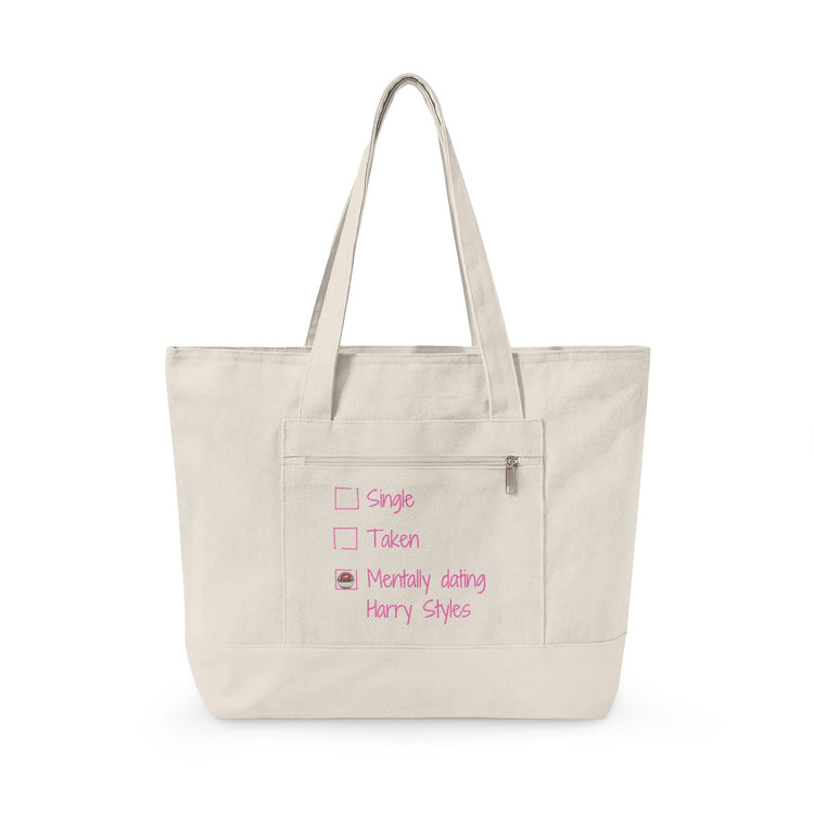 Mentally Dating Harry Zippered Canvas Totes - Fandom-Made
