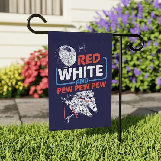 Red White Pew Pew Garden & House Banner