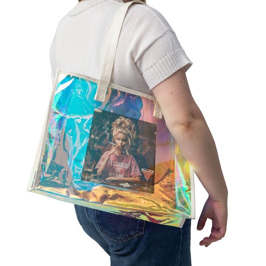 I Could Be Meaner Blonde Holographic Tote Bag