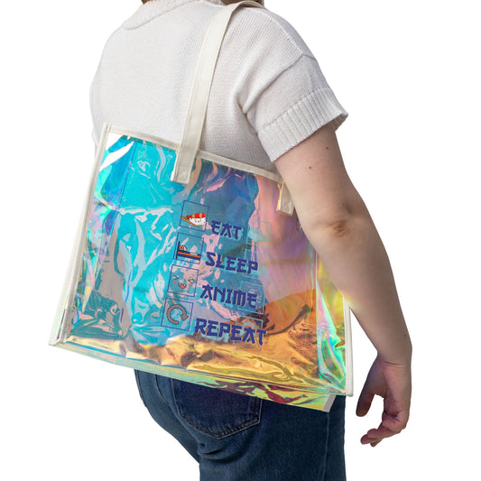 Eat Sleep Anime Repeat Holographic Tote Bag