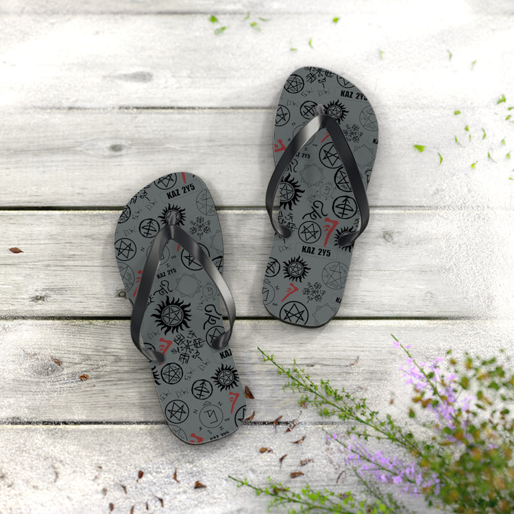 Supernatural Symbols All-Over Print Flip Flops - Fandom-Made