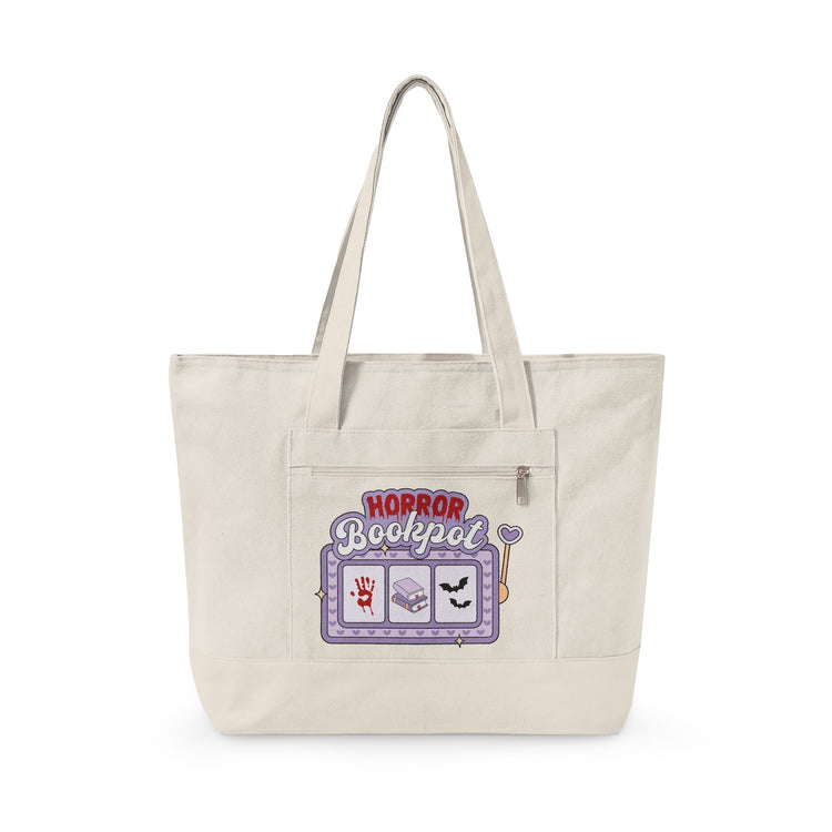 Horror Bookpot Zippered Canvas Tote - Fandom-Made