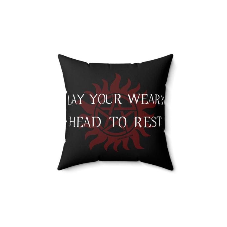 Lay Your Wear Head To Rest Faux Suede Square Pillow - Fandom-Made