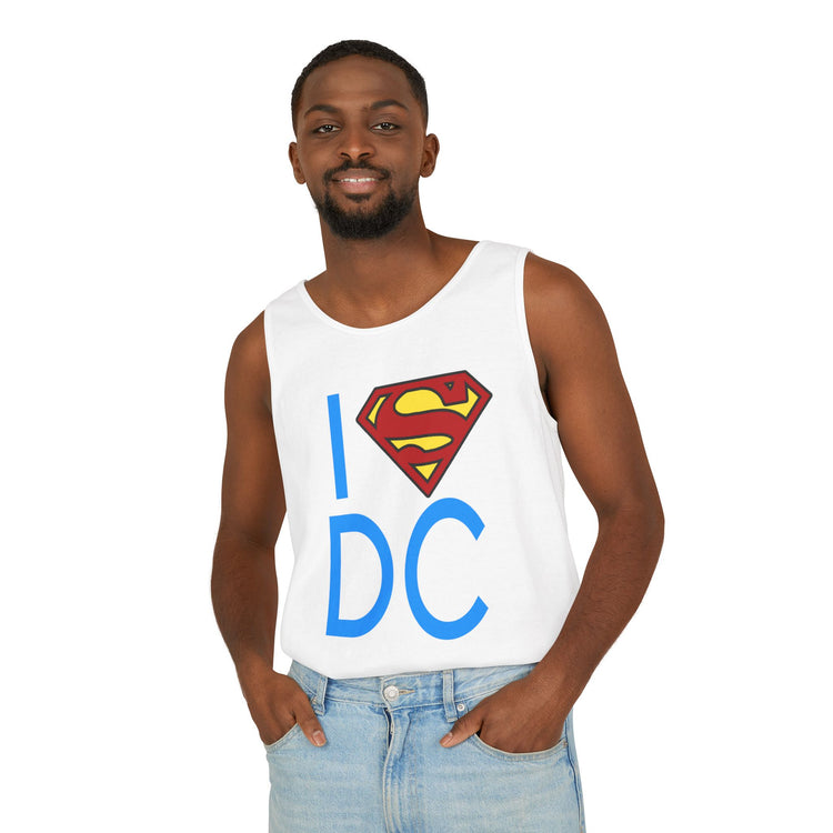 I Love DC Superman Edition Unisex Garment-Dyed Tank Top
