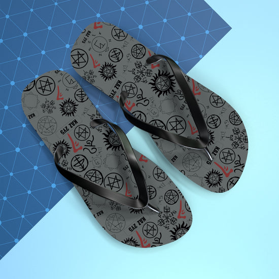 Supernatural Symbols All-Over Print Flip Flops - Fandom-Made