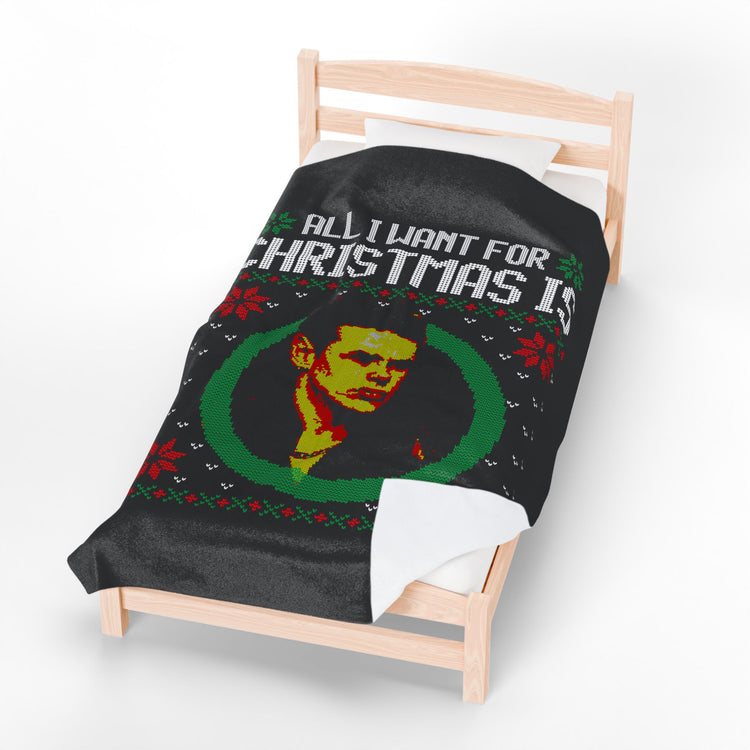 All I Want For Christmas Is a British Rockstar Velveteen Plush Blanket