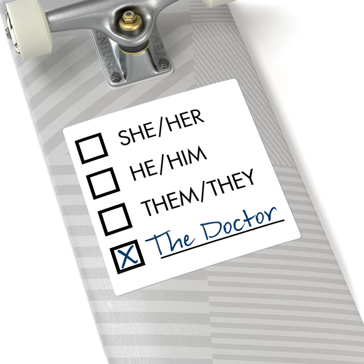 Doctor Who Pronouns Square Sticker