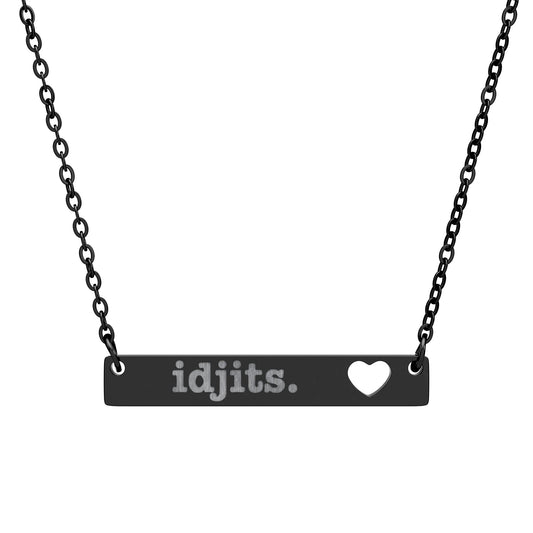 Idjits Cutout Heart Bar Necklace